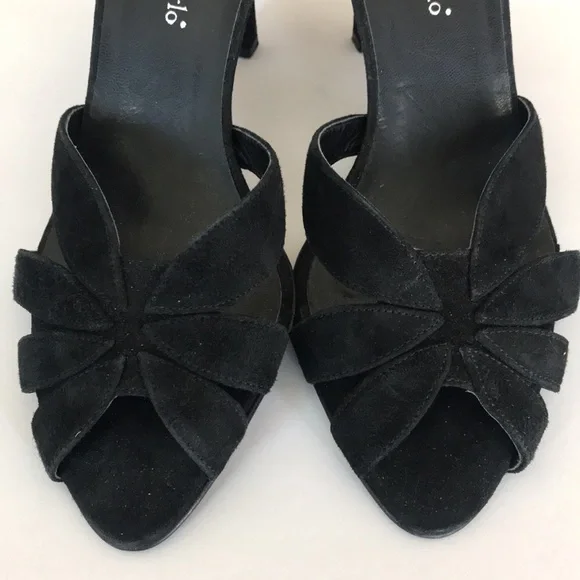 Black suede open toe heels - Picture 8 of 9